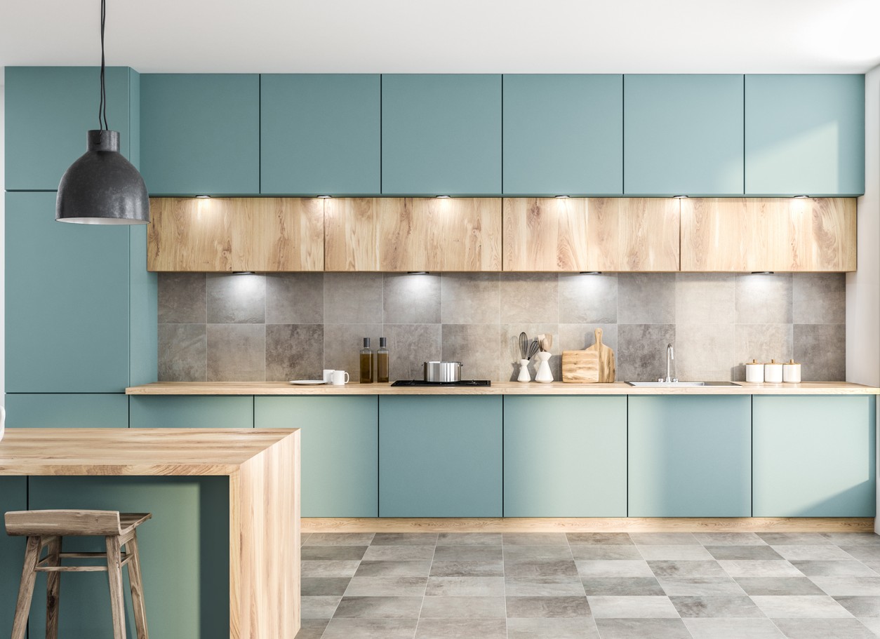 ΜΟΝΤΕΡΝΑ ΕΠΙΠΛΑ ΚΟΥΖΙΝΑΣ BEIBU ΣΕ ΠΡΑΣΙΝΟ ΧΡΩΜΑ ΜΕ ΞΥΛΟ